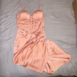 OH POLLY PEACH SATIN DRESS